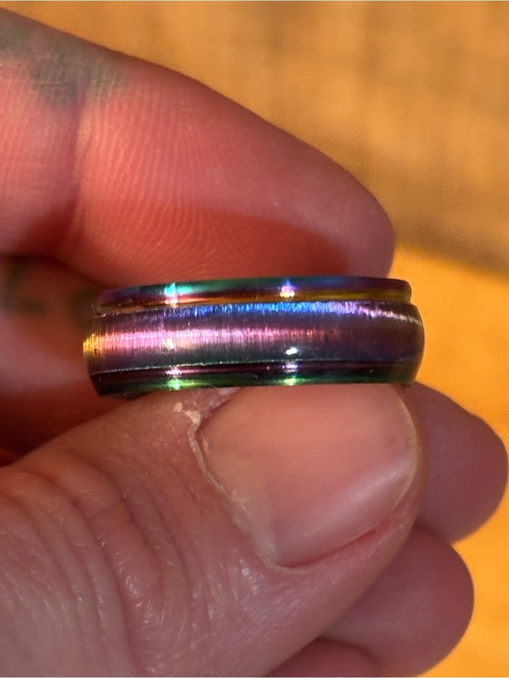 Stainless Steel Rainbow Band Ring - Picture 3 of 5
